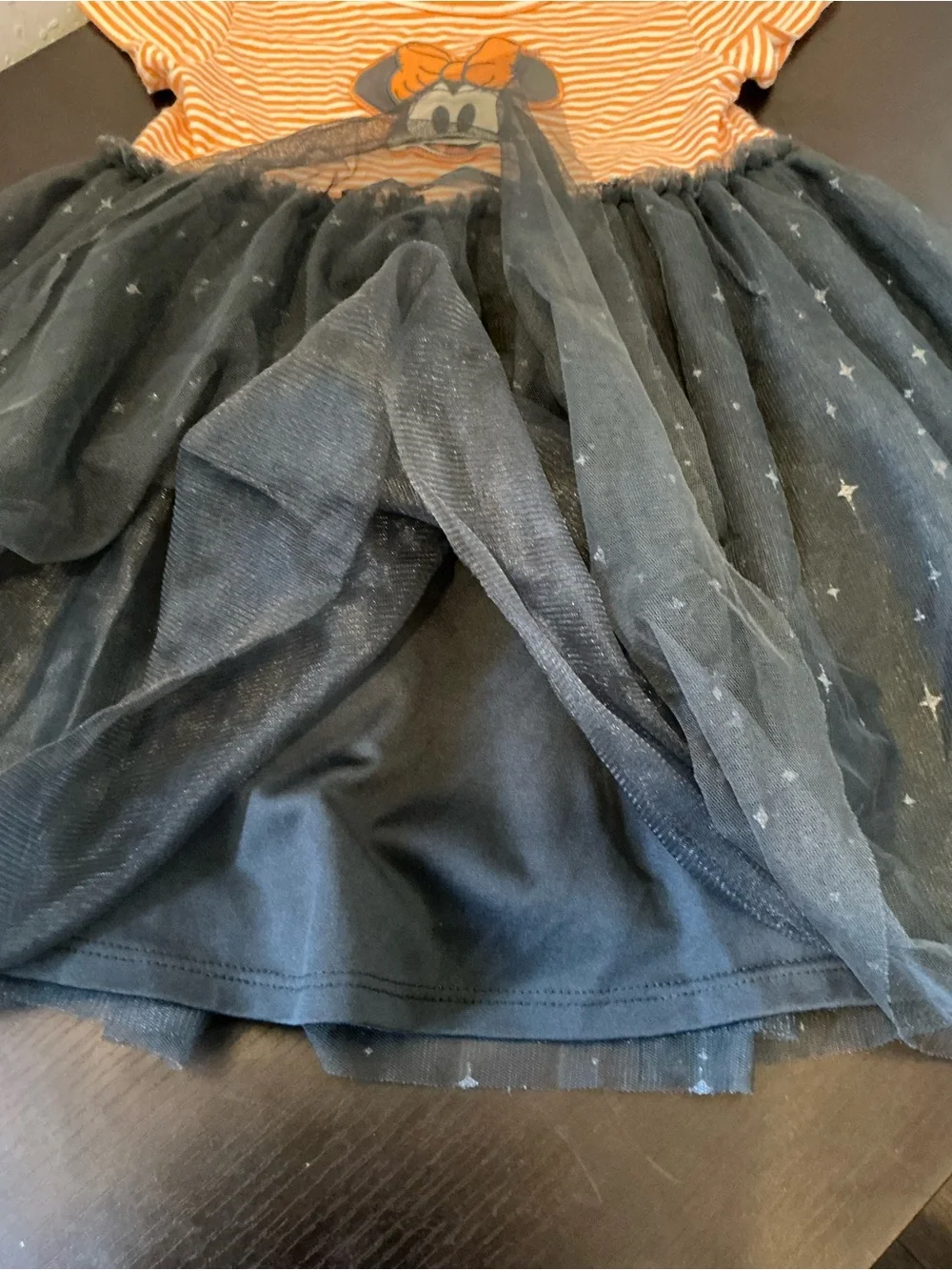 Disney Orange Striped Minnie Bow Bodice with Black Star Tulle Skirt